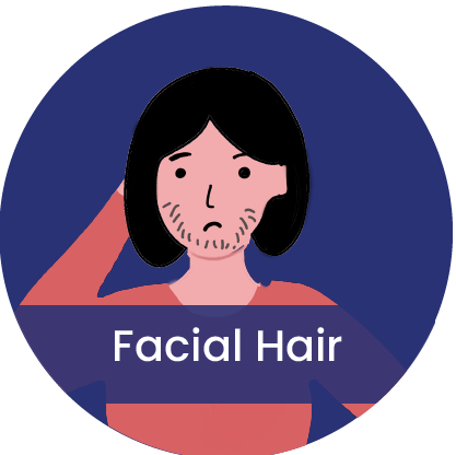 facial hair - symptom of insulin resistance type of PCOS