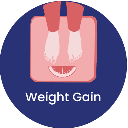 weight gain - symptom of post-pill type of PCOS